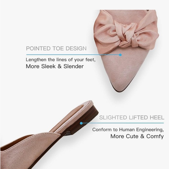 Women Slip On Comfortable Pointed Toe Loafers  Flats  Mules  Clogs  pink bow - Picture 7 of 9